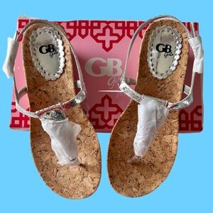 NIB Gianni Bini Sea Girl Sandals Girls Sz 2 Silver Seahorse Rhinestone T Strap